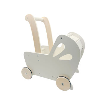 Personalised Wooden Toy Pram In Three Colours, 3 of 3