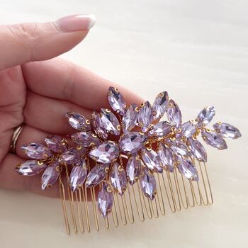 Lilac Crystal Hair Comb, 2 of 5