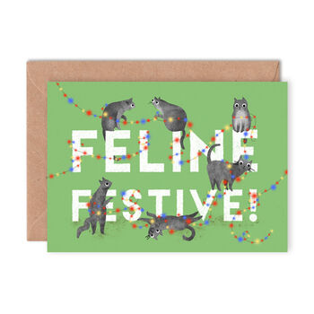 'Feline Festive' Illustrated Christmas Card, 2 of 2
