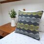 Handwoven Geometric Cushion In Grey And Green, thumbnail 1 of 3