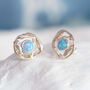 Molten Sterling Silver Blue Opal Stud Earrings, thumbnail 1 of 8