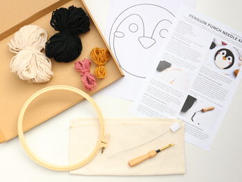 Penguin Punch Needle Diy Beginner Embroidery Kit, 3 of 7