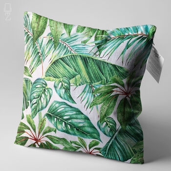 Green Tropical Palm Leaves Pillow Cover, 3 of 7