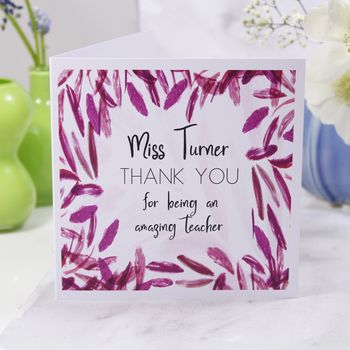 Personalised Teacher Thank You Patterned Card, 6 of 6