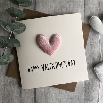 Personalised Happy Valentine's Day Velvet Heart Card, 2 of 3