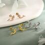 Sterling Silver Tiny Mermaid Flat Back Earrings, thumbnail 2 of 8