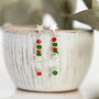 Rose Or Silver Plated Christmas Tree Earrings, thumbnail 3 of 6