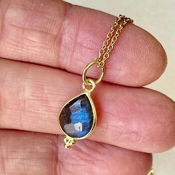 Labradorite Teardrop Gemstone Pendant Necklace, 4 of 4
