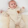 Personalised Cream Fleece Hooded Boucle Teddy Jumpsuit, thumbnail 3 of 6