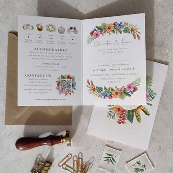 Tropical Folded Wedding Invitation Suite, 2 of 7