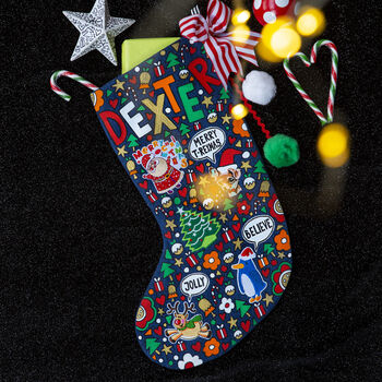 Personalised Hand Painted Christmas Stocking, 5 of 12