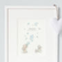 Personalised Baby Bunnies And Bubbles Nursery Print, thumbnail 3 of 10