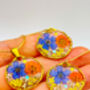 Earrings With Orange And Blue Flowers, thumbnail 3 of 10