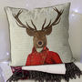 Deer Cushion, Red And Gold Jacket, thumbnail 1 of 4