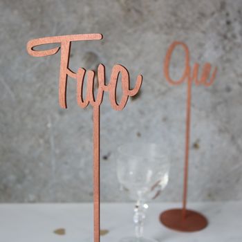 Script Font Wedding Wooden Table Numbers, 8 of 10