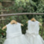 Sparkly Ankle Length Flower Girl Dress With Large Bow – Tulle Party And Wedding Dress UK, thumbnail 4 of 6