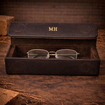 Personalised Genuine Leather Eyeglasses Case Portable Holder For Sunglasses And Reading Glasses, 2 of 8