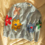 Crochet Applique Bold Floral Cardigan In Blue, thumbnail 1 of 2