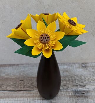 Origami Paper Sunflower With Leaves, 9 of 10