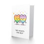 Cute Lgbtq Rainbow Kawai Hearts One Beat Valentine's Card, thumbnail 2 of 6