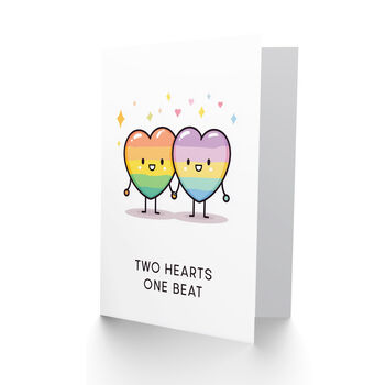 Cute Lgbtq Rainbow Kawai Hearts One Beat Valentine's Card, 2 of 6
