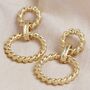 Statement Antique Effect Gold Plated Rope Drop Earrings, thumbnail 2 of 4