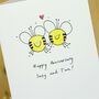 Personalised Bees In Love Handmade Card, thumbnail 3 of 3