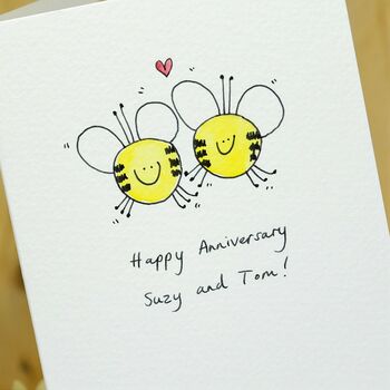 Personalised Bees In Love Handmade Card, 3 of 3