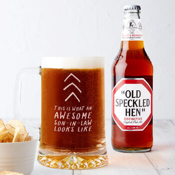 Awesome Son In Law Wedding Beer Tankard Glass, 2 of 4
