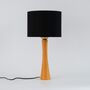 Walnut Wood Table Lamp, Vintage Linen Lampshade Lamp, thumbnail 2 of 10