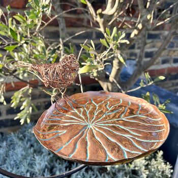 Copper Lily Pad Hanging Bird Bath, 2 of 7