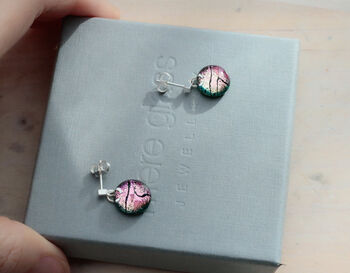 Pale Pink Round Glass Drop Earrings, 3 of 10