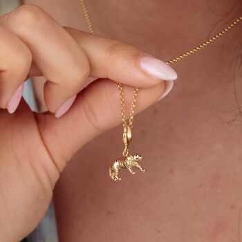 Tiger Charm Necklace, Sterling Silver Or Gold Plated, 5 of 11