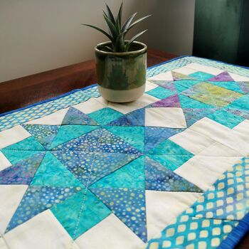 Table Runner With Star Patchwork In Blues And Greens, 5 of 10