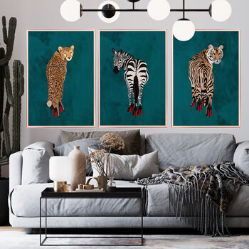 Set Of Three Custom Colour Prints Animals Wearing Shoes, 4 of 10