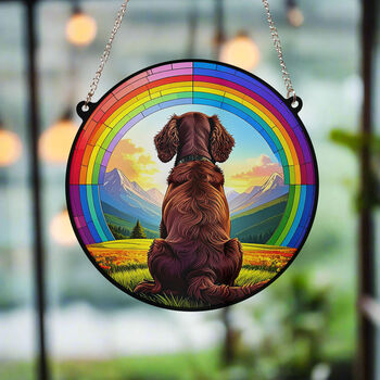 Cocker Spaniel Rainbow Bridge Stained Glass Effect Suncatcher, 2 of 7