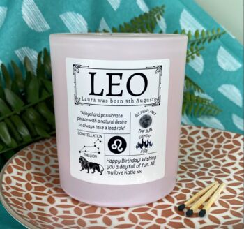 Personalised Leo Horoscope Star Sign Candle, 2 of 11