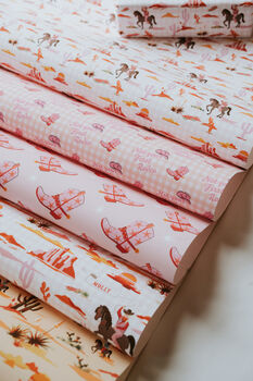 Pink Christmas Cowboy Cowgirl Boot Wrapping Paper Gift Wrap, 4 of 6