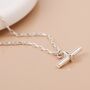 Sterling Silver T Bar Necklace, thumbnail 3 of 6