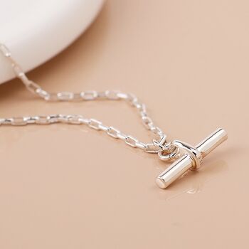 Sterling Silver T Bar Necklace, 3 of 6