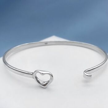 Small Wrist Silver Heart Bangle Jewellery Gift, 4 of 8