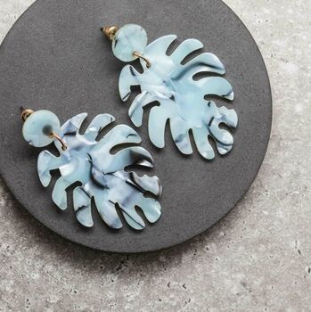 Statement Acrylic Leaf Earrings In Colours, 3 of 12