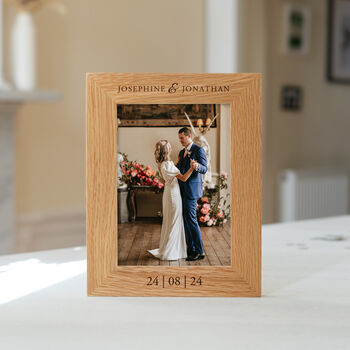Personalised Oak Wedding Photo Frame, 6 of 9