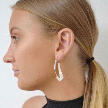 Teardrop Ribbon 18kt Gold Plated Silver Hoop Earrings, 6 of 7