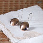 Sterling Silver Rose Gold Button Drop Earrings, thumbnail 4 of 6