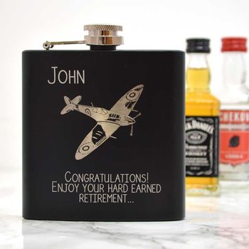 Personalised Hip Flask With A Spitfire Aircraft, 2 of 2