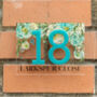 Personalised Acrylic Blue Peony House Door Number Sign, thumbnail 1 of 6