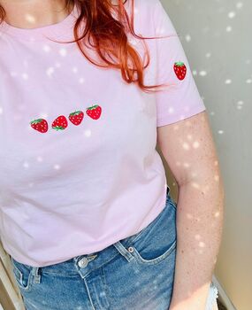 Embroidered Strawberries T Shirt, 5 of 6