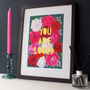 'You Are Loved' Floral Gold Valentines Paper Cut Print, thumbnail 1 of 7