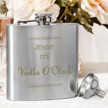 Personalised Classic Engraved Stainless Steel Hip Flask, 6 of 8